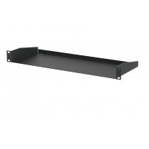 1U Black Shallow Rack Shelf - 181.5mm Deep, 15kg Load Capacity