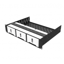 2U Vented Rack Shelf & Magnetic Faceplate For 3 x Sonos Connect