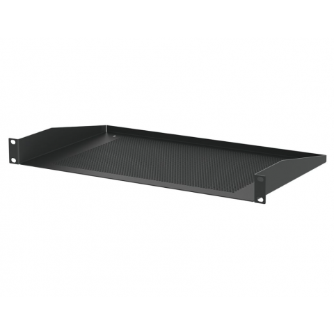 1U Black Vented Rack Shelf - 270.5mm Deep
