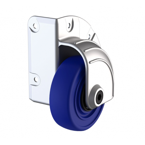 75mm Heavy Duty Zinc Outrigger Corner Castor with Blue Wheel, up to 150kg