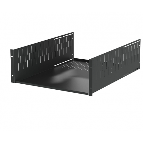 4U Black Clamping Rack Shelf - 600mm Deep