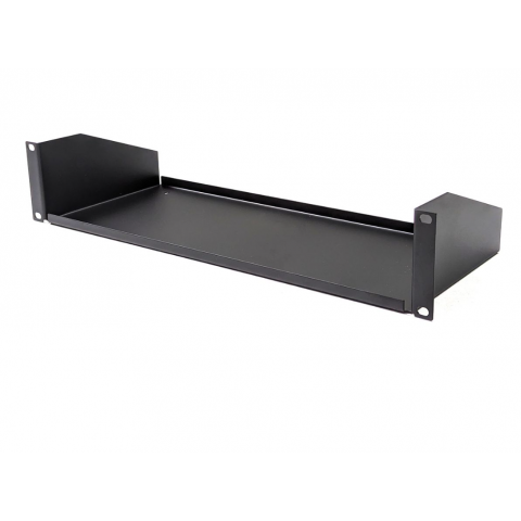 2U Black Shallow Rack Shelf - 181.5mm Deep