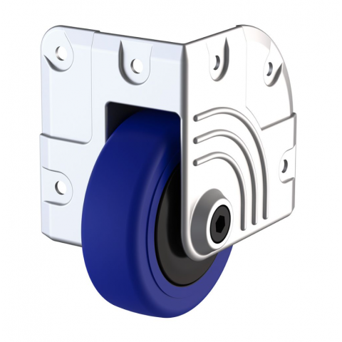 75mm Heavy Duty Zinc Corner Castor with Blue Wheel, up to 150kg