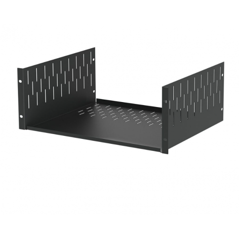 4U Black Clamping Rack Shelf - 367mm Deep