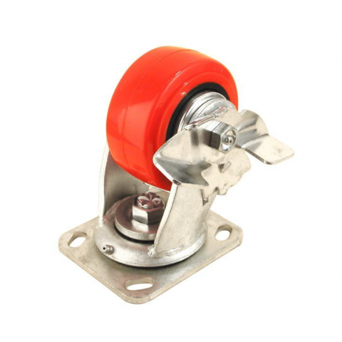 100mm Swivel Heavy Duty Castor with Red Wheel and Side Break | Load capacity of 341kg