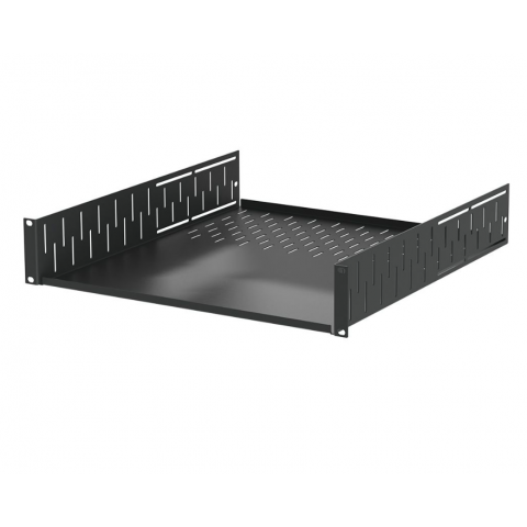 2U Black Clamping Rack Shelf - 500mm Deep