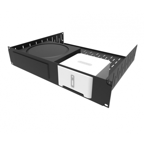 2U Shelf & Magnetic Faceplate For 1 x Sonos Amp & 1 x Sonos Connect ZP90