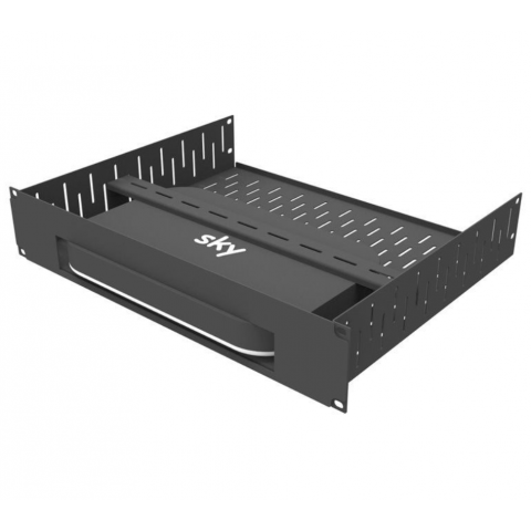 2U Vented Rack Shelf & Magnetic Faceplate For 1 x SKY Q BOX