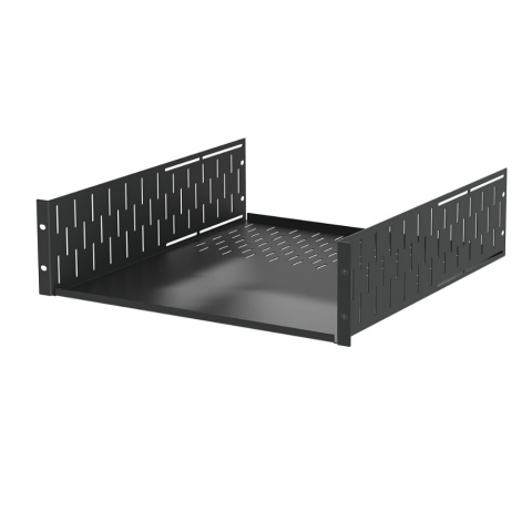 3U Black Clamping Rack Shelf - 500mm Deep
