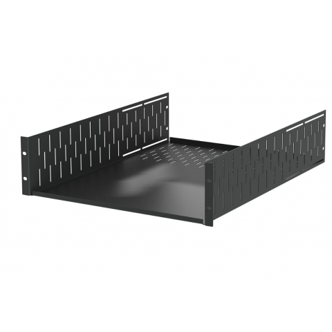 3U Black Clamping Rack Shelf - 600mm Deep