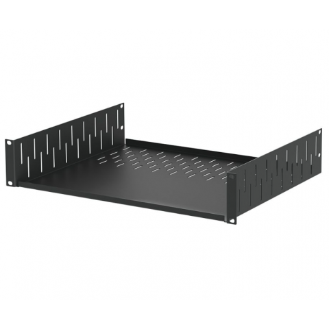 2U Black Clamping Rack Shelf - 367mm Deep