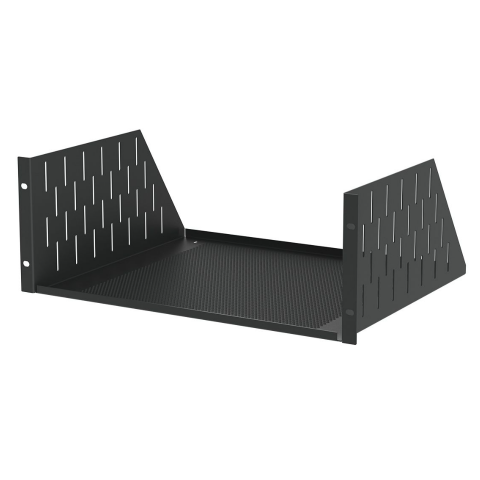 4U Black Vented Rack Shelf - 368mm Deep