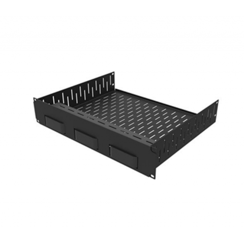 2U Vented Rack Shelf & Magnetic Faceplate For 3 x Apple TV