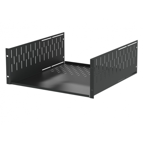 4U Black Clamping Rack Shelf - 500mm Deep