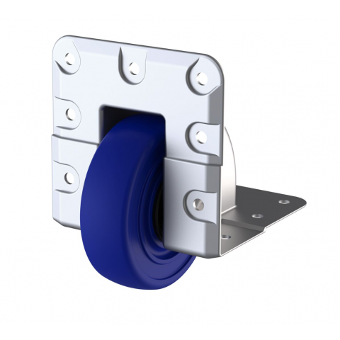 75mm Die-Cast Zinc Heavy Duty Edge Castor with Blue Wheel, up to 150kg