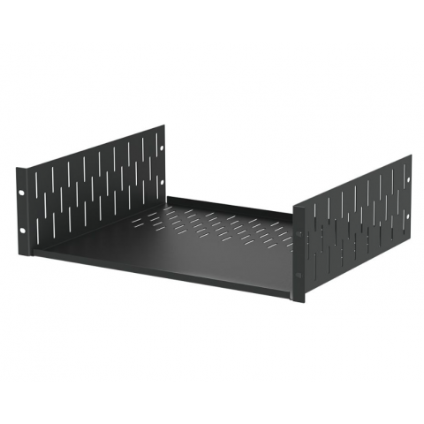 3U Black Clamping Rack Shelf - 367mm Deep